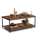 Vintage Wood Industrial Coffee Table with Storage Shelf