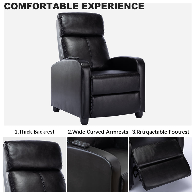 PU Leather Reclining Chair Single Sofa with Heat and Massage