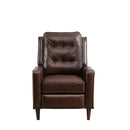 Genuine Leather Recliner Push Back Chairs with Wood Legs, Compact Tufted Armchairs Vintage Reclining Chair for Living Room