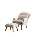 Bonzy Home Modern Soft Accent Chair with Ottoman, Beige (Set of 2)