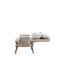 Bonzy Home Modern Soft Accent Chair with Ottoman, Beige (Set of 2)