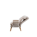 Bonzy Home Modern Soft Accent Chair with Ottoman, Beige (Set of 2)