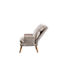 Bonzy Home Modern Soft Accent Chair with Ottoman, Beige (Set of 2)