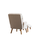 Bonzy Home Modern Soft Accent Chair with Ottoman, Beige (Set of 2)