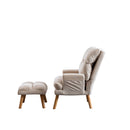 Bonzy Home Modern Soft Accent Chair with Ottoman, Beige (Set of 2)