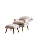 Bonzy Home Modern Soft Accent Chair with Ottoman, Beige (Set of 2)