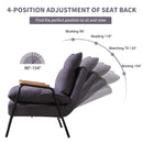 Overstuffed Accent Chair with Ottoman, Adjustable Backrest Lounge Chair