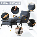 Overstuffed Accent Chair with Ottoman, Adjustable Backrest Lounge Chair