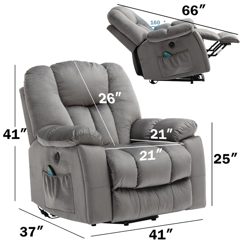 Grey Power Lift Chair for Elderly Large Electric Lift Chair