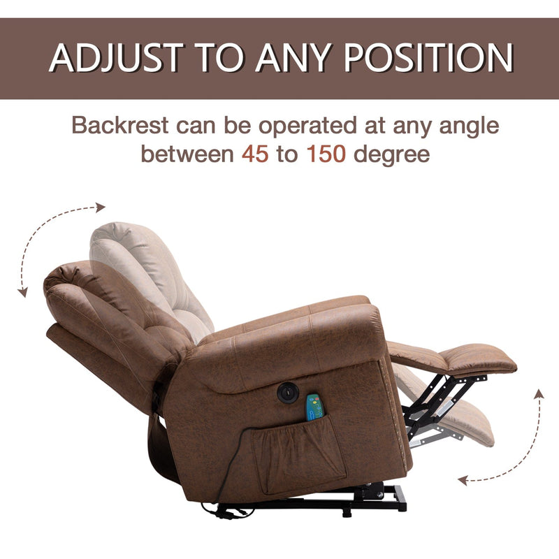 Vintage Power Lift Recliner Chair with PU Leather and USB Port