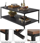Vintage Wood Industrial Coffee Table with Storage Shelf