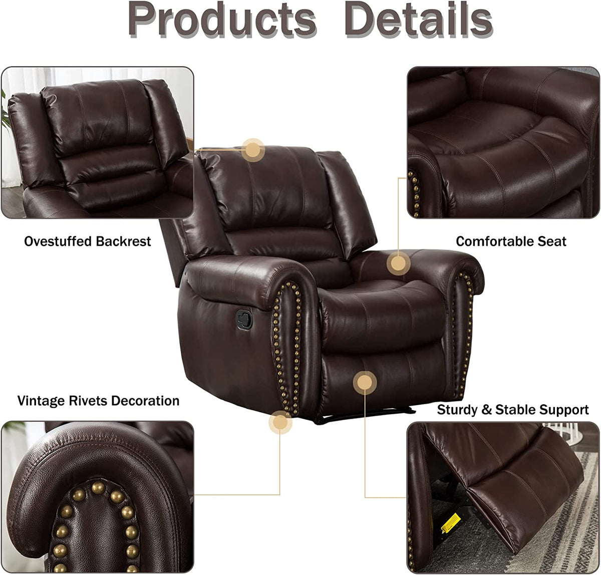 Leather Recliner Chair, Classic and Traditional Manual Leather Recliner Chair, Classic and Traditional Manual