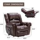 power lift recliner with massage and heat brown faux leather