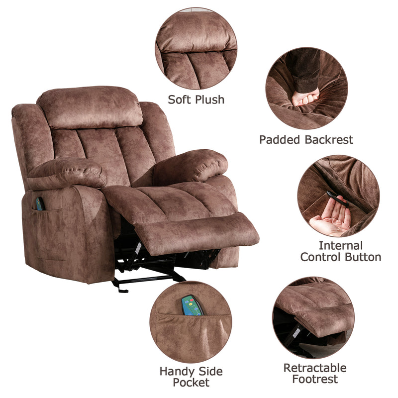 Rocker Recliner with Heat and Vibration Function for the Elderly