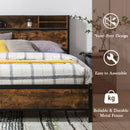 Bed Frame with Storage Headboard, Mattress Foundation with Rustic Vintage Wood