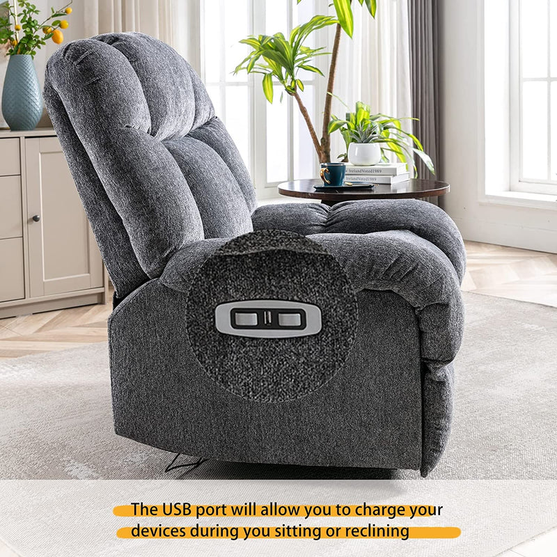 Electric Power Recliner Chair with Upholstered Seat