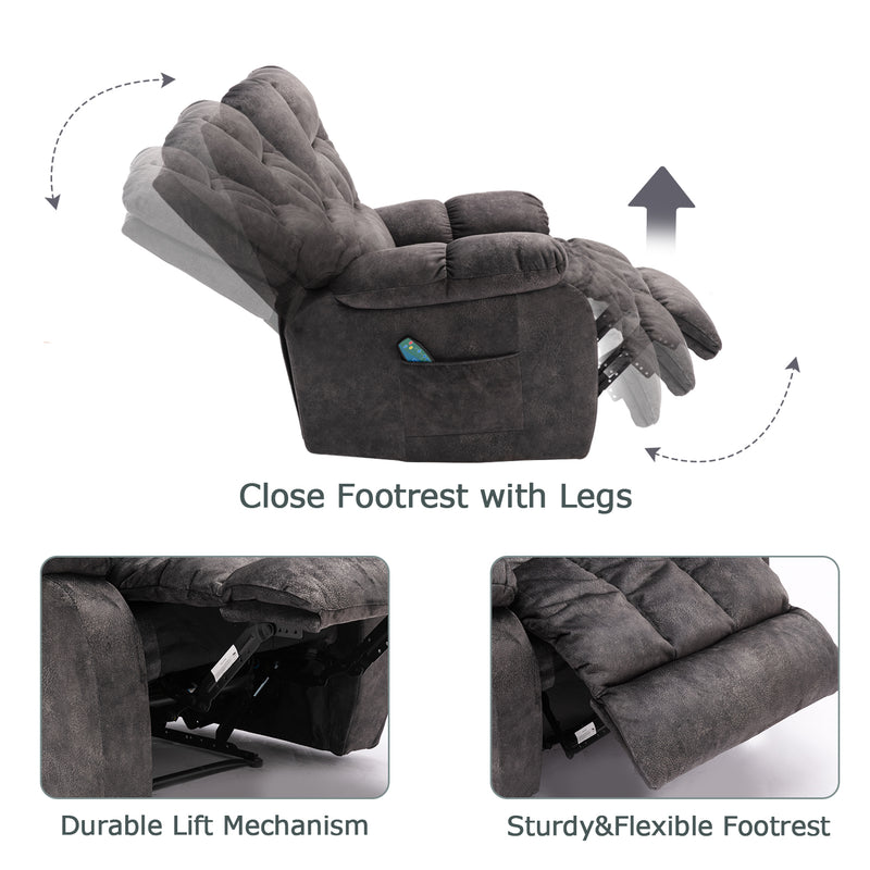 Casual Massage Heating Stuffed Fabric Manual Recliner