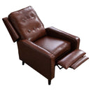 Genuine Leather Recliner Push Back Chairs with Wood Legs, Compact Tufted Armchairs Vintage Reclining Chair for Living Room