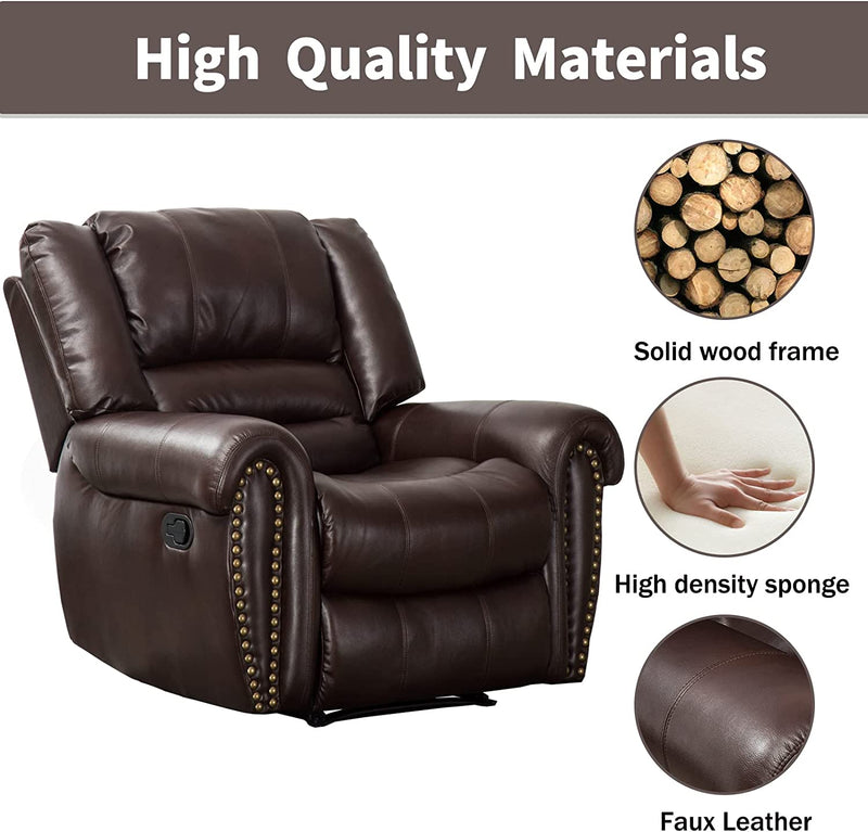 Leather Recliner Chair, Classic and Traditional Manual Recliner Chair