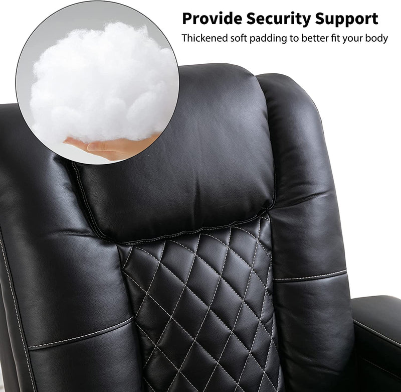 Power Recliner Chair Electric PU Leather Reclining for Adults with USB Ports
