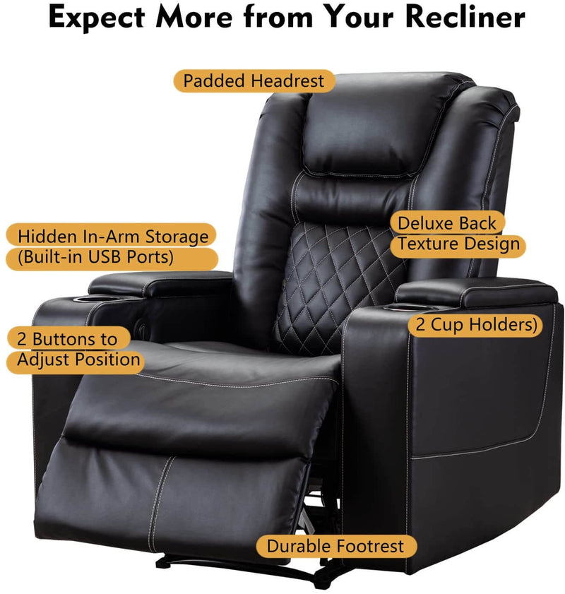 black leather electric recliner chair