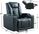 Power Recliner Chair Electric PU Leather Reclining for Adults with USB Ports
