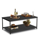 Vintage Wood Industrial Coffee Table with Storage Shelf