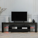 Glossy TV Stand, Wood Media Storage Console Cabinet