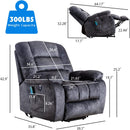 Wide Electric Massage Recliner for Adults with Heated Vibration