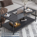 Vintage Wood Industrial Coffee Table with Storage Shelf