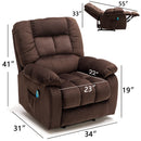 Casual Massage Heating Stuffed Fabric Manual Recliner