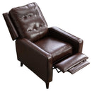 Genuine Leather Recliner Push Back Chairs with Wood Legs, Compact Tufted Armchairs Vintage Reclining Chair for Living Room