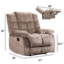 Plaid Manual Reclining Single Couch Wall Hugger Small Fabric Recliner