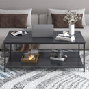 Vintage Wood Industrial Coffee Table with Storage Shelf