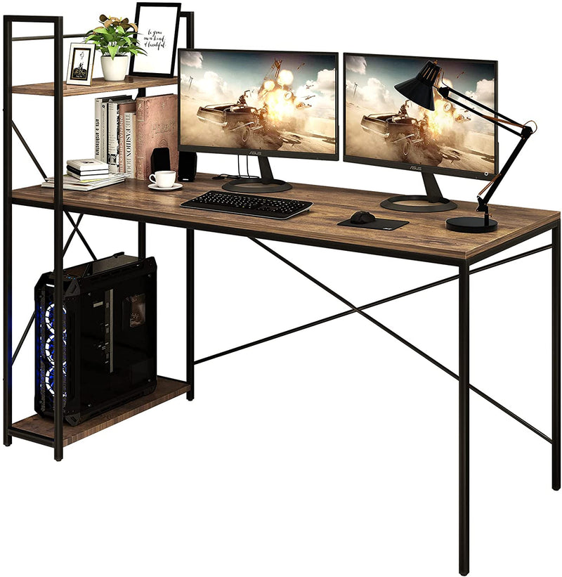 Modern Simple Style Computer Desk with Storage Shelves