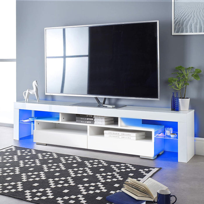 Glossy TV Stand Wood Media Storage Console Cabinet